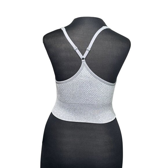 Seamless Gray Racerback Sports Bra Adjustable Straps M Activewear Or Casual Use - Picture 2 of 6